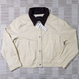 Sanctuary Corduroy Collar Crop Utility Jacket Cream Size L